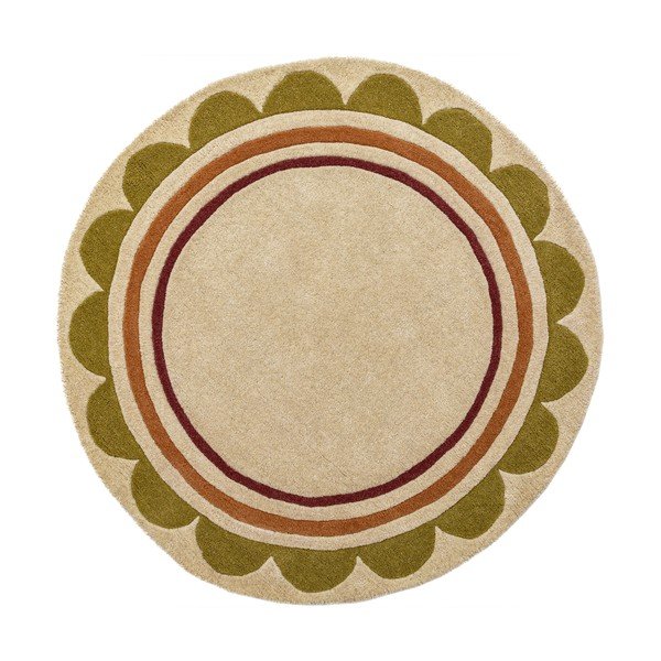 Handgewebter runder Wollteppich in Naturfarbe, Ø 120 cm Lois - Flair Rugs