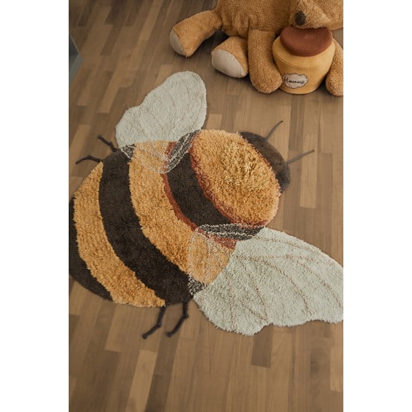 Gelber, waschbarer, handgewebter Baumwollteppich für Kinder, 115 x 150 cm Bee - Lorena Canals-image-1