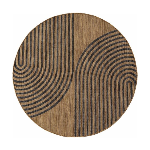 Schwarzer/brauner runder Teppich für drinnen und draußen, Ø 80 cm Mira 1453 - Ayyildiz Carpets