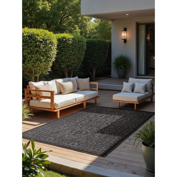 Schwarz-weißer Teppich für den Innen- und Außenbereich, 160 × 230 cm Duet Kona - Hanse Home-image-1