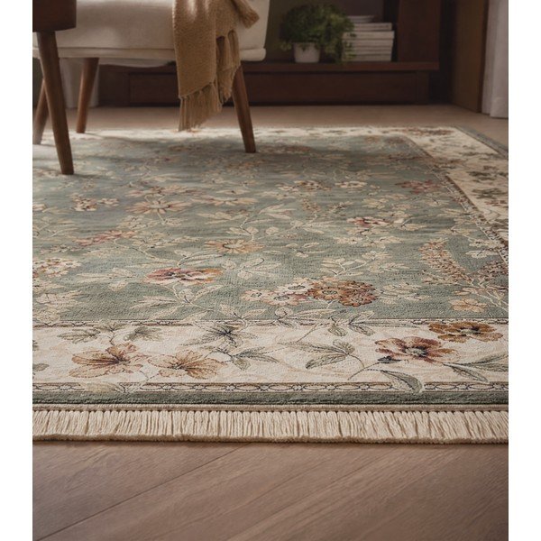 Grün-cremefarbener Viskose-Teppich, 160 × 230 cm Oriental - Hanse Home-image-3