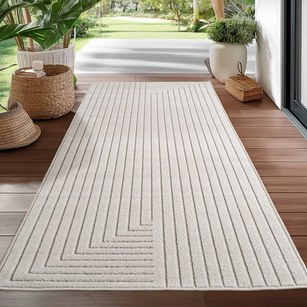 Cremefarbene Lauffläche für den Innen- und Außenbereich, 80 x 250 cm Nova 1202 - Ayyildiz Carpets-image-1