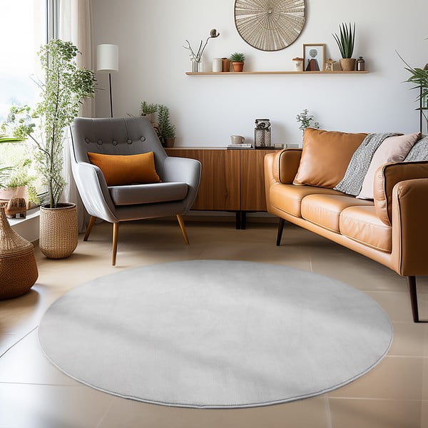 Hellgrauer, waschbarer, runder Teppich, Ø 160 cm Sky - Ayyildiz Carpets-image-1