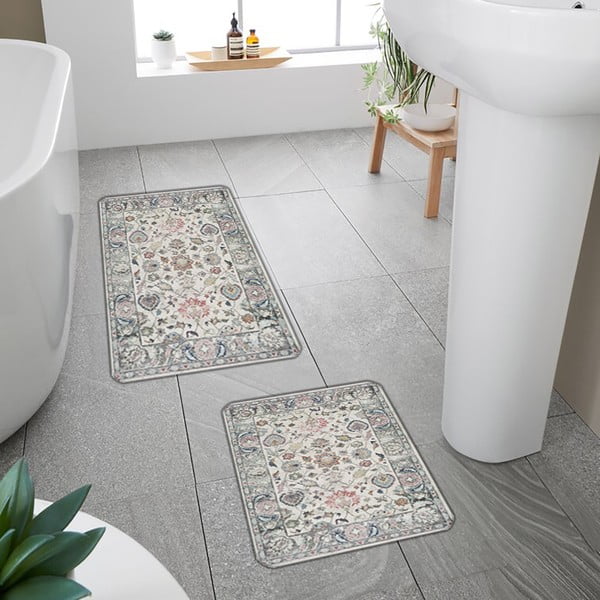 Graue Badezimmerteppiche im 2er-Set, 60 x 100 cm - Mila Home-image-3