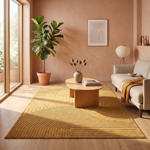 Ockergelber Teppich 160x230 cm Whirl – ESTE-image-1