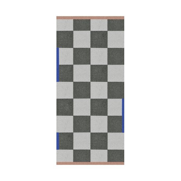 Dunkelgrüner/cremefarbener waschbarer Teppich 70x150 cm Square – Mette Ditmer Denmark