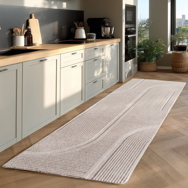 Cremefarbener, waschbarer Läufer, 80 x 250 cm Pompei 1612 - Ayyildiz Carpets-image-1