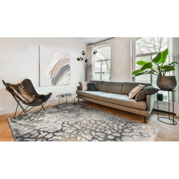 Grauer/taupefarbener Teppich 133 × 180 cm Folgen - FD-image-2