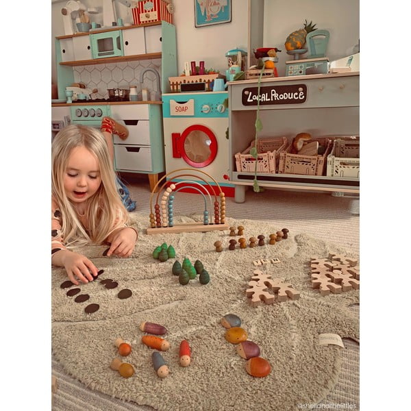 Khaki, waschbar, handgewebter Baumwollteppich für Kinder, 75 × 100 cm Mini Monstera Olive - Lorena Canals-image-4