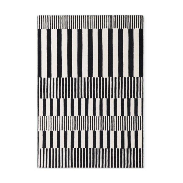 Schwarz-weißer, handgewebter Wollteppich, 160 × 230 cm Stryve Pulse - Elle Decoration