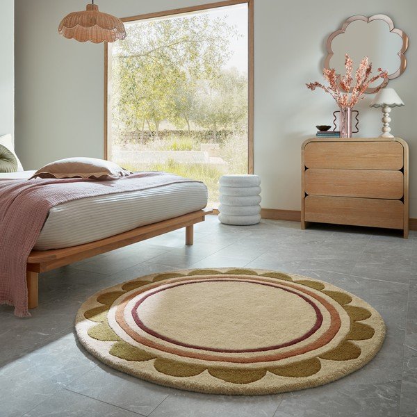 Handgewebter runder Wollteppich in Naturfarbe, Ø 120 cm Lois - Flair Rugs-image-1