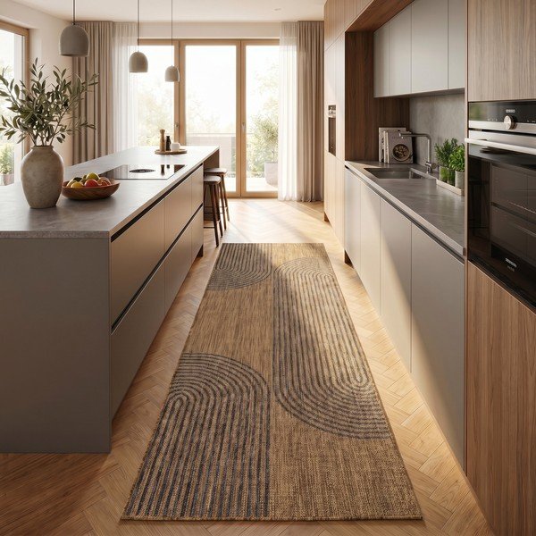 Schwarze/braune Laufmatte für drinnen und draußen, 80 × 250 cm Mira 1453 - Ayyildiz Carpets-image-1