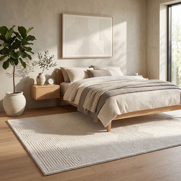 Cremefarbener Teppich 160x230 cm Labyrinth – ESTE-image-1