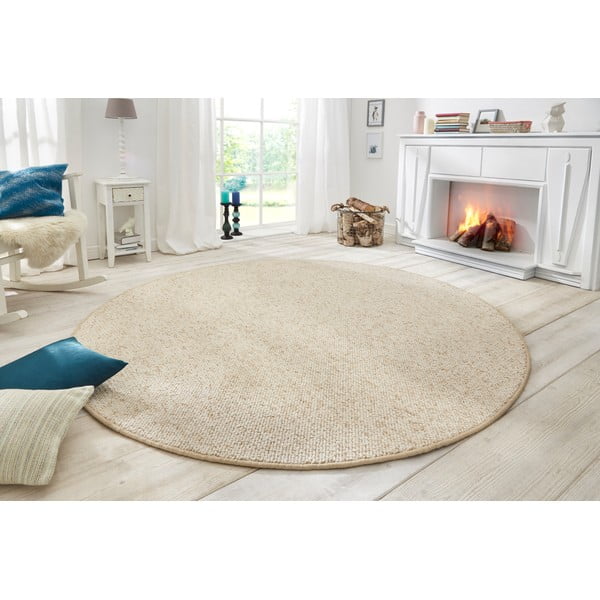 Cremefarbener runder Teppich, Ø 200 cm Wolly - Hanse Home-image-1