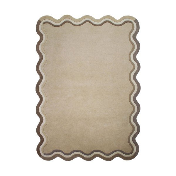 Handgewebter Wollteppich in Naturfarbe, 200 × 290 cm Leo Scallop - Flair Rugs