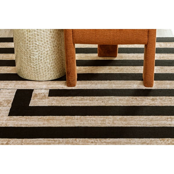 Schwarz-beiger Wollteppich, 200 × 300 cm Agnus Art Deco II - Agnella-image-1