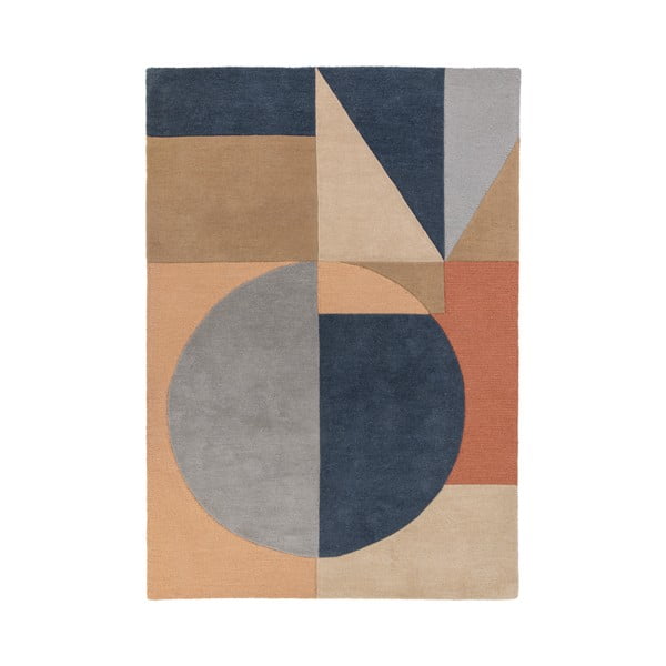 Blauer/brauner Wollteppich, 200 × 290 cm Esrei - Flair Rugs