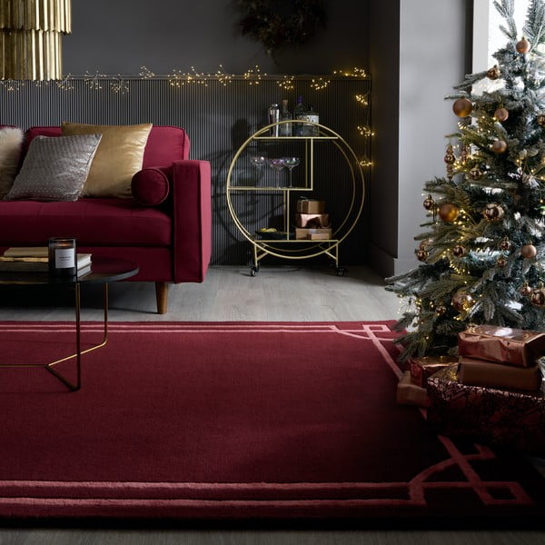 Weinroter, handgewebter Wollteppich, 160 × 230 cm Gatsby - Flair Rugs-image-2