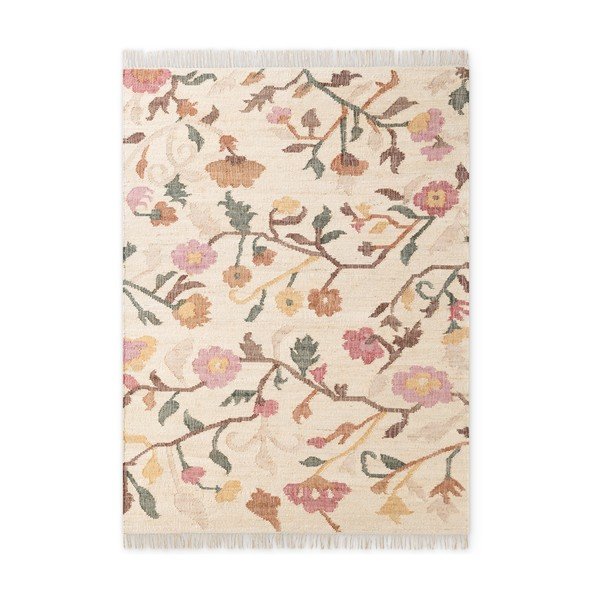 Cremefarbener, handgewebter Jute-Teppich, 120 × 170 cm Roya Violette - Elle Decoration
