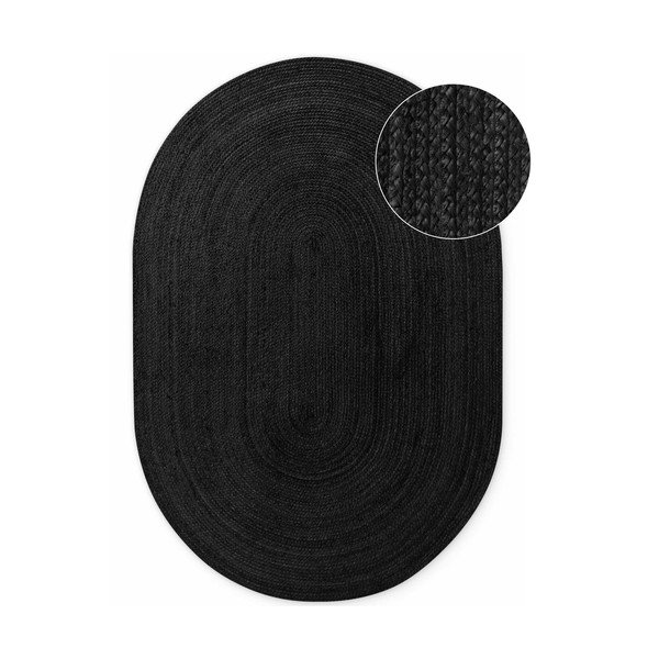Schwarzer, beidseitig nutzbarer/handgewebter Jute-Teppich, 160 × 230 cm Braided - Hanse Home