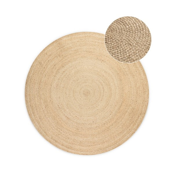Rundteppich aus Jute, beidseitig elfenbeinfarben, Durchmesser 100 cm Braided - Hanse Home