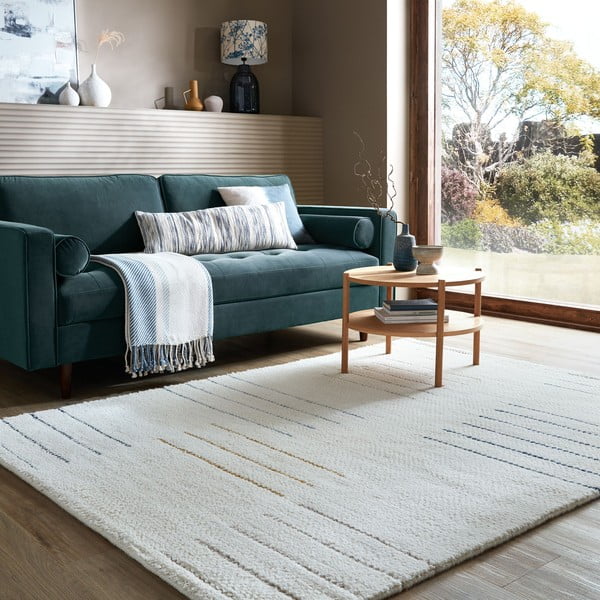 Cremefarbener, handgewebter Wollteppich, 200 x 290 cm Dottie Geometric - Flair Rugs-image-1