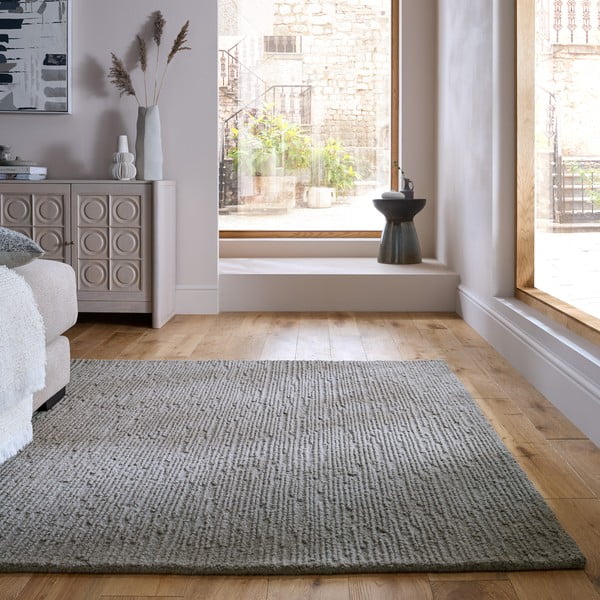 Grauer, handgewebter Wollteppich, 160 × 230 cm Harris Boucle - Flair Rugs-image-1