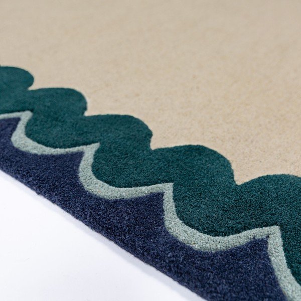Handgewebter Wollteppich in Naturfarbe/grünblau, 140 x 200 cm Wiggle Wool - Flair Rugs-image-2