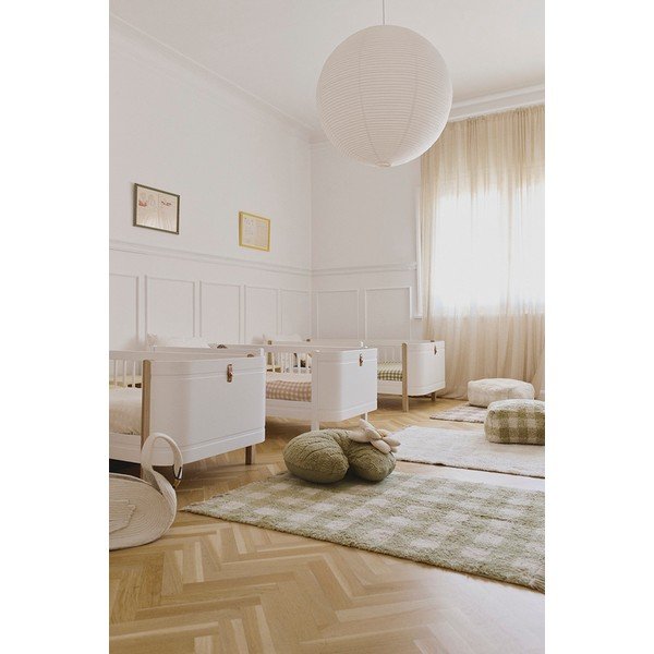 Grün Waschbar/Handgefertigt Kinderteppich Baumwolle 90x120 cm Vichy – Lorena Canals-image-1