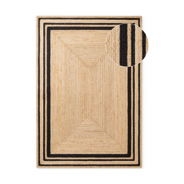 Schwarz/naturfarben, beidseitig nutzbar, handgewebter Jute-Teppich, 80 × 150 cm Looma - Hanse Home