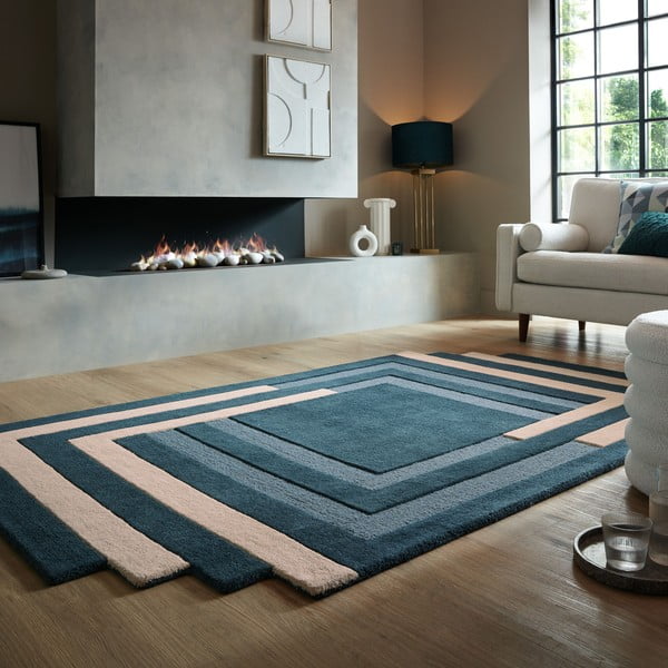 Dunkelgrüner, handgewebter Wollteppich, 120 × 180 cm Labyrinth Shaped - Flair Rugs-image-1