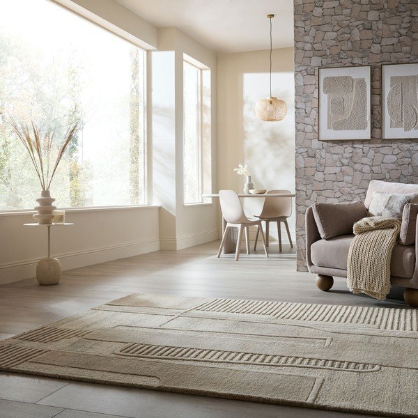 Grau-beiger, handgewebter Wollteppich, 140 x 200 cm Lira - Flair Rugs-image-1