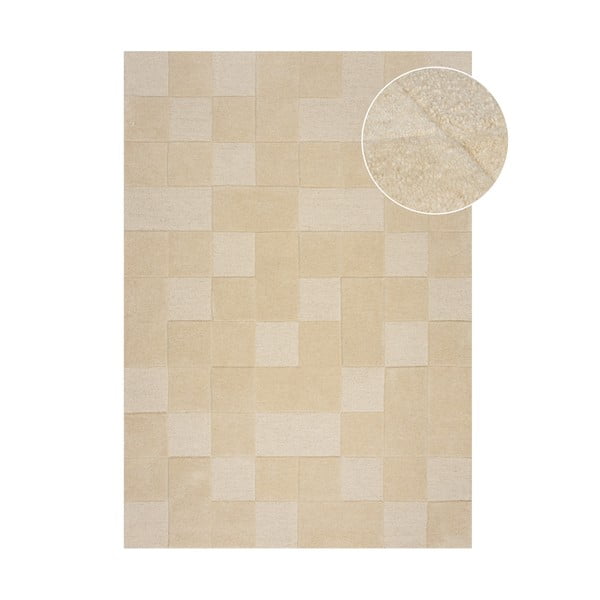 Beiger Wollteppich, 120 × 170 cm Checkerboard - Flair Rugs