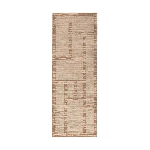 Handgewebter Wollläufer in Naturfarbe, 80 x 230 cm Harris Modula Wool - Flair Rugs