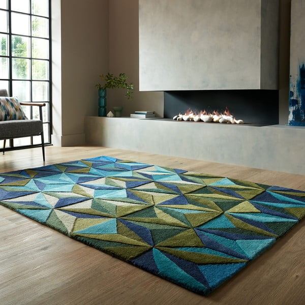 Blauer Wollteppich, 160 × 230 cm Reverie - Flair Rugs-image-1