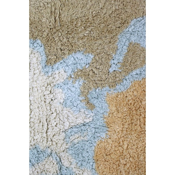 Blau-beiger, waschbarer, handgewebter Baumwoll-Spielteppich für Kinder, 70 x 100 cm Mini Worldmap - Lorena Canals-image-1