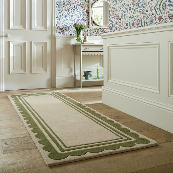 Grüner/in Natur handgewebter Teppich 80x230 cm Lois Scallop – Flair Rugs-image-1