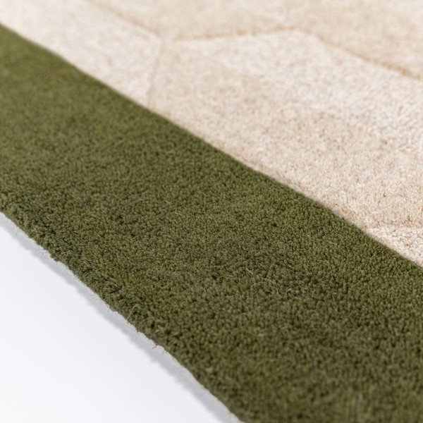 Grün/naturfarben, handgewebter Wollläufer, 60 x 230 cm Apex Border Wool - Flair Rugs-image-2