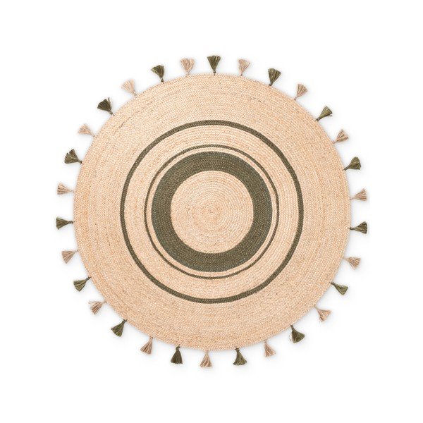Doppelseitiger, handgewebter runder Jute-Teppich in Naturfarbe, Ø 200 cm Basil - Hanse Home