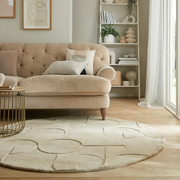 Beiger runder Wollteppich, Ø 160 cm Gigi - Flair Rugs-image-1