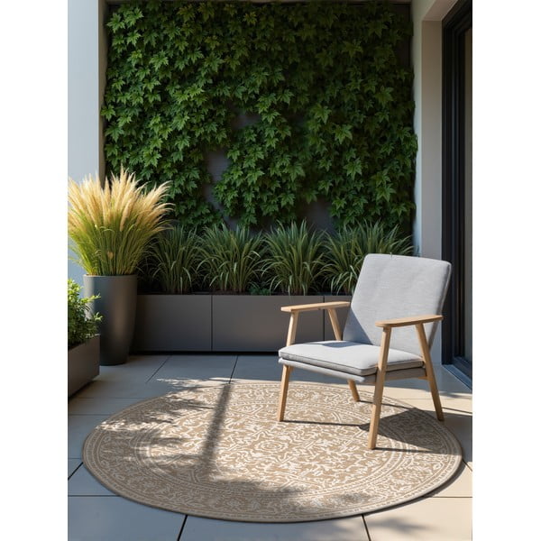 Runder Teppich für den Innen- und Außenbereich in den Farben Beige und Elfenbein, Ø 160 cm Duet Kona - Hanse Home-image-2