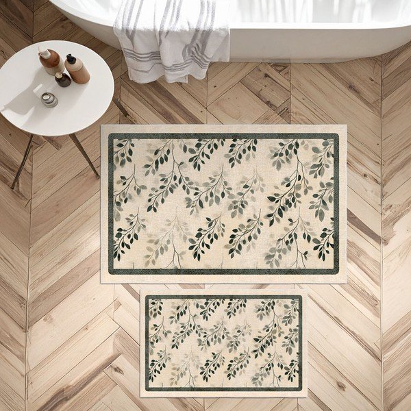 Beigefarbene Badezimmervorleger im 2er-Set, 60 x 100 cm - Foutastic-image-4