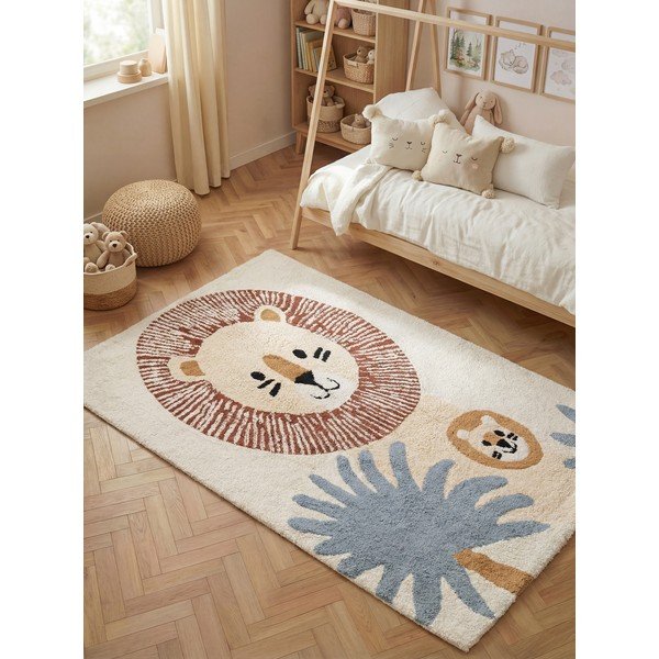 Cremefarbener, waschbarer/handgewebter Baumwoll-Kinderteppich, 140 × 200 cm Snuggle Leander - Hanse Home-image-1