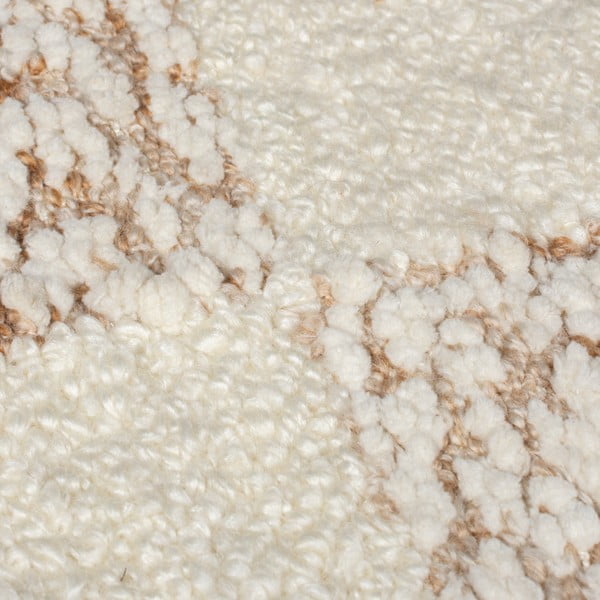 Cremefarbener/naturfarbener, handgewebter Teppich mit Wollanteil, 160 × 230 cm Eric Checkboard - Flair Rugs-image-3