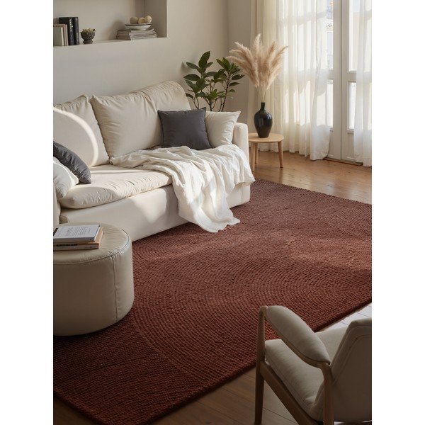 Handgewebter Wollteppich in Ziegelrot, 80 x 150 cm Calmio - Hanse Home-image-1