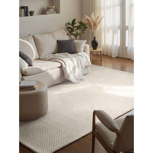 Cremefarbener, handgewebter Wollteppich, 140 x 200 cm Lyon Beans - Elle Decoration-image-1
