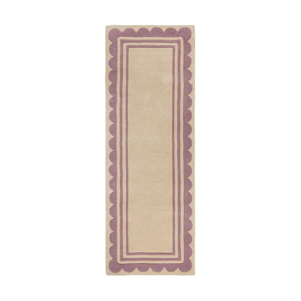 Handgewebter Läufer aus Wolle in den Farben Violett und Natur, 80 x 230 cm Lois Scallop - Flair Rugs