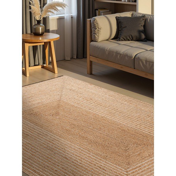 Doppelseitiger/handgewebter Jute-Teppich in Naturfarbe/in hell-naturfarbener Ausführung, 120 x 170 cm Juno - Hanse Home-image-1