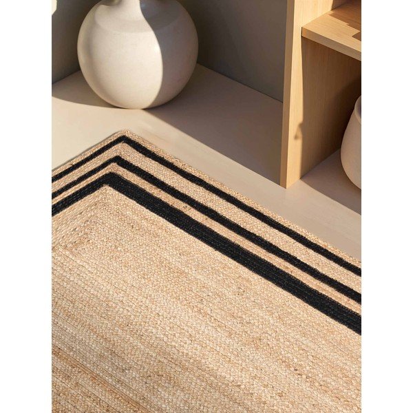 Schwarz/naturfarben, beidseitig nutzbar, handgewebter Jute-Teppich, 80 × 150 cm Looma - Hanse Home-image-1