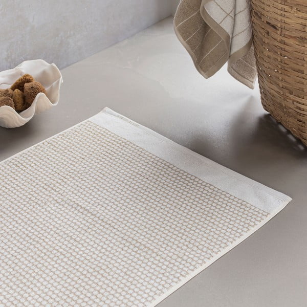 Weiß-beige Textil-Badezimmervorleger, 50 x 80 cm Grid - Mette Ditmer Denmark-image-1